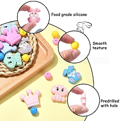 31Pcs 18 Styles Cartoon Animal Food Grade Eco-Friendly Silicone Beads&nbsp;SIL-YW0001-32