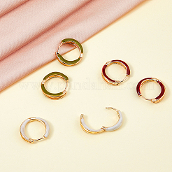 12Pair 3 Colors Alloy Enamel Huggie Hoop Earrings for Women&nbsp;EJEW-DC0001-35