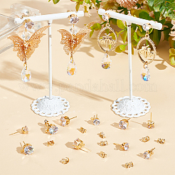12 Pairs 2 Style Diamond Shape Brass with Cubic Zirconia Stud Earring Findings&nbsp;KK-BBC0012-72
