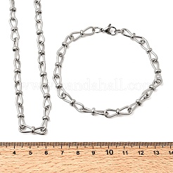 304 Stainless Steel Link Chain Bracelet & Necklace Jewelry Sets&nbsp;SJEW-L199-10P