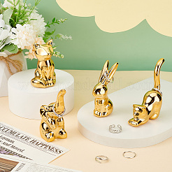 4Pcs 4 Styles Plating Porcelain Animal Figurines&nbsp;DJEW-PH0001-41