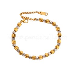 Two-tone 304 Stainless Steel Pumpkin Beaded Bracelets for Women&nbsp;WG92AE2-02