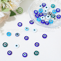 50Pcs 5 Colors Handmade Evil Eye Lampwork Beads&nbsp;LAMP-PA0001-30