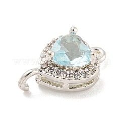Brass Pave Cubic Zirconia Connector Charms&nbsp;KK-Z072-06S-01