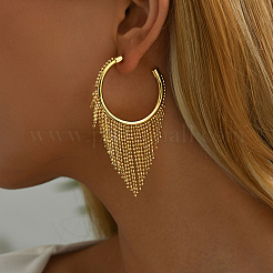 Brass Elegant Tassel Hoop Earrings&nbsp;XR0321