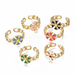 Brass Enamel Cuff Rings&nbsp;RJEW-N035-008-NF