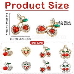 32Pcs 8 Styles Alloy Crystal Rhinestone Pendants&nbsp;FIND-YW0012-47