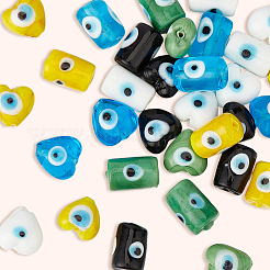 40Pcs 10 Colors Handmade Evil Eye Lampwork Beads&nbsp;LAMP-PA0001-47