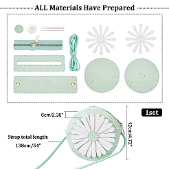 DIY Sew on PU Leather Daisy Flower Pattern Round Multi-Use Crossbody/Shoulder Bag Making Kits&nbsp;DIY-WH0297-56C