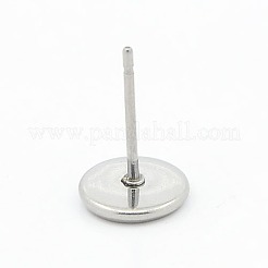 Tarnish Resistant 304 Stainless Steel Flat Round Stud Earring Settings&nbsp;X-STAS-I017-04