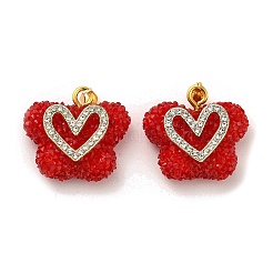 Butterfly with Heart Shape Resin & Rhinestone Pendant&nbsp;KK-C037-15G