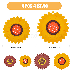 4Pcs 4 Style Sunflower PVC Plastic Hot Pads with Hanging Loop&nbsp;AJEW-HY0001-30