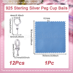12Pcs 925 Sterling Silver Screw Eye Peg Bails&nbsp;STER-GO0001-54