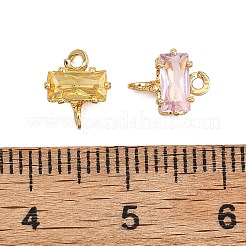 SHEGRACE Brass Pave Cubic Zirconia Rectangle Connector Charms&nbsp;XGRQ2O369-438G