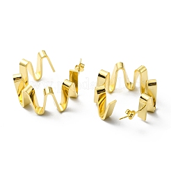 Rack Plating Brass Wave Ring Stud Earrings&nbsp;EJEW-D055-16G
