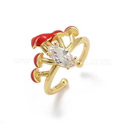 Brass Micro Pave Cubic Zirconia Cuff Rings for Women&nbsp;RJEW-F182-07G