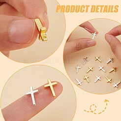 20Pcs 2 Colors Brass Tiny Cross Charms&nbsp;KK-BC0012-55