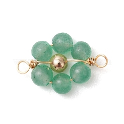 7Pcs 7 Styles Natural Carnelian & Topaz Jade & Amethyst & Rose Quartz & Green Aventurine & Lapis Lazuli & Flower Amazonite & Brass Round Beaded Flower Connector Charms&nbsp;PALLOY-JF03465