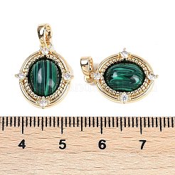 Synthetic Malachite Oval Pendants&nbsp;KK-U043-44G-A