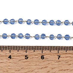 304 Stainless Steel with Glass Faceted Rondelle Bead Handmade Link Chain Birth Stone Necklaces for Women&nbsp;NJEW-G195-01G-07