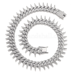 Brass Crystal Rhinestone Thorns Spike Cuban Link Chain Necklaces for Men&nbsp;FS-WG31A8F-01
