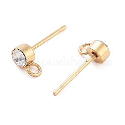 202 Stainless Steel Rhinestone Stud Earring Findings&nbsp;STAS-U012-05G