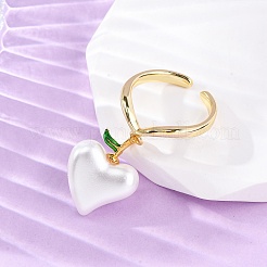 Brass Enamel Open Cuff Rings for Women&nbsp;RJEW-U057-21G
