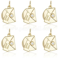 6Pcs Brass Micro Pave Clear Cubic Zirconia Charms&nbsp;KK-BBC0020-62
