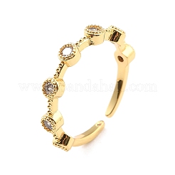 Clear Cubic Zirconia Flat Round Open Cuff Ring for Women&nbsp;RJEW-C018-07G
