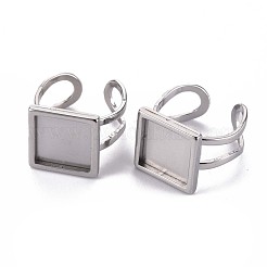 Non-Tarnish 201 Stainless Steel Cuff Pad Ring Settings&nbsp;X-STAS-S080-041B-P
