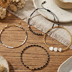 4Pcs 4 Styles Glass Seed Bead Stretch Bracelet Set&nbsp;FG0392-1