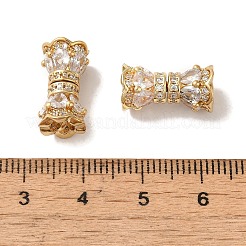 Rack Plating Brass Pave Clear Cubic Zirconia Beads&nbsp;KK-M285-12G