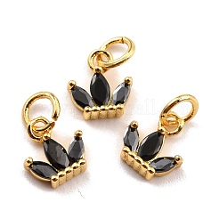 Brass Cubic Zirconia Charms&nbsp;KK-A156-02G-RS