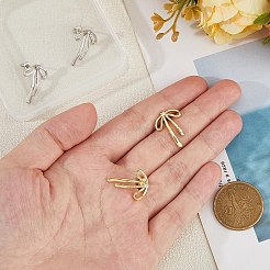 2 Pairs 2 Colors Brass with Clear Cubic Zirconia Stud Earrings for Women&nbsp;EJEW-HS0001-01