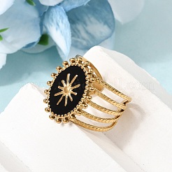 304 Stainless Steel Enamel Cuff Open Rings&nbsp;RJEW-Z139-01G