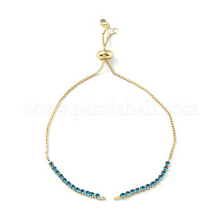 Brass Micro Pave Cubic Zirconia Box Chain Slider Bracelet Makings&nbsp;KK-P233-10G