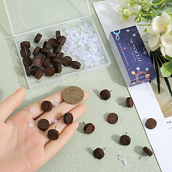Dyed Wood Flat Round Stud Earrings with 304 Stainless Steel Pin for Women&nbsp;FIND-SC0012-25
