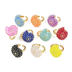 Brass Enamel Adjustable Cuff Rings for Women&nbsp;RJEW-G357-01M
