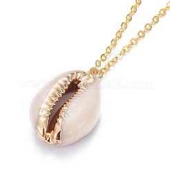 Electroplate Cowrie Shell Pendant Necklaces&nbsp;X-NJEW-JN02370