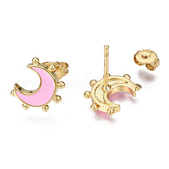 Brass Enamel Stud Earrings&nbsp;EJEW-T014-52G-NF