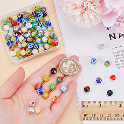 120Pcs Handmade Millefiori Glass Round Beads&nbsp;LAMP-ME0001-10