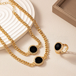 Alloy Enamel with Crystal Rhinestone Curb Chain Necklaces & Bracelets & Rings Sets&nbsp;FS-WG6B7CA-01