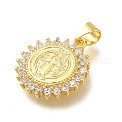 Rack Plating Brass with Cubic Zirconia Pendants&nbsp;KK-Z086-33G-08