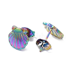 Ion Plating(IP) 304 Stainless Steel Shell Stud Earrings for Women&nbsp;EJEW-I285-13MC