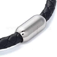 Men's Braided Black PU Leather Cord Bracelets&nbsp;BJEW-K243-60AS