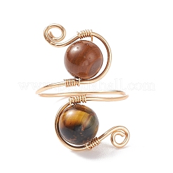 Round Gemstone Braided Open Cuff Ring&nbsp;RJEW-JR00491