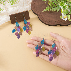 2 Pairs 430 Stainless Steel Leaf Dangle Earrings&nbsp;EJEW-TA0001-83B