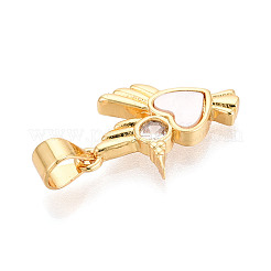 Brass Micro Pave Clear Cubic Zirconia Pendants&nbsp;KK-N268-07G