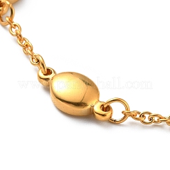 PVD Vacuum Plating 304 Stainless Steel Oval Link Chains Bracelet for Women&nbsp;BJEW-E108-13G