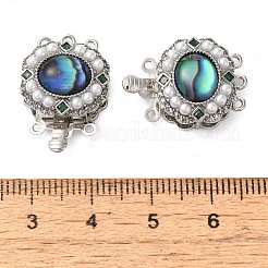 Brass Micro Pave Clear Cubic Zirconia with ABS Plastic Pearl Box Clasps&nbsp;KK-G505-03P